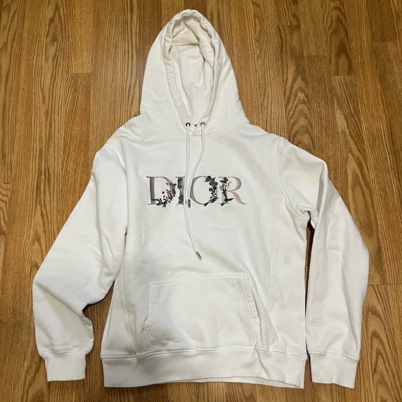 Dior Flowers Embroidered Hoodie in White Size Small - Picture 5 of 16